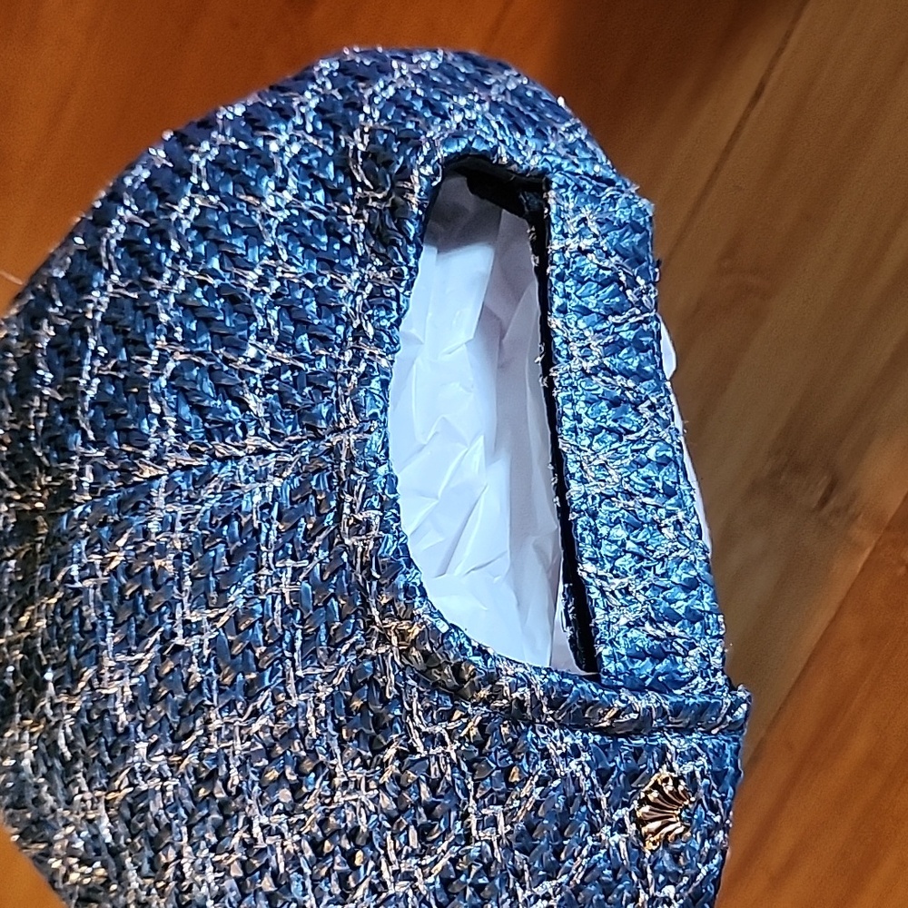 Lele Sadoughi Blue RAFFIA BASEBALL Hat NEVER WORN - Picture 5 of 8
